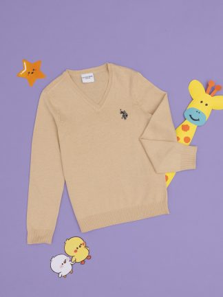 پلیور پسرانه خاکی روشن یو اس پولو