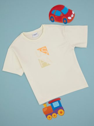 تی شرت پسرانه کرم یو اس پولو