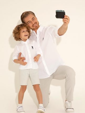 پیراهن پسرانه سفید یو اس پولو