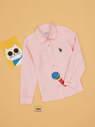 شومیز دخترانه صورتی روشن یو اس پولو