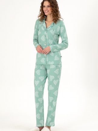 لباس خواب و لانژره زنانه نعنایی یو اس پولو