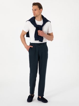 شلوار کتان مردانه سرمه ای پیرکاردین