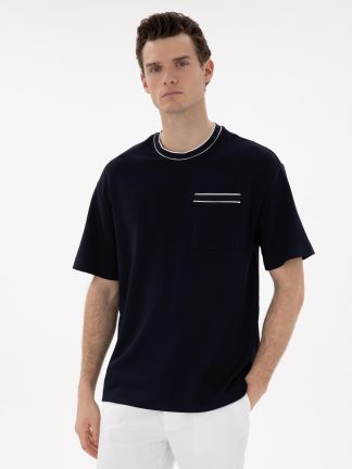 تی شرت مردانه سرمه ای پیرکاردین