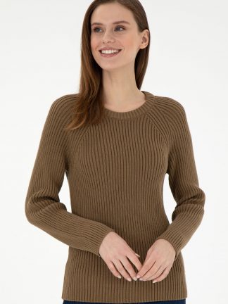 پلیور زنانه خاکی روشن یو اس پولو