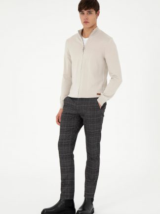 شلوار کتان مردانه خاکستری تیره یو اس پولو