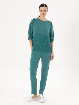 شلوار راحتی زنانه سبز تیره پیرکاردین