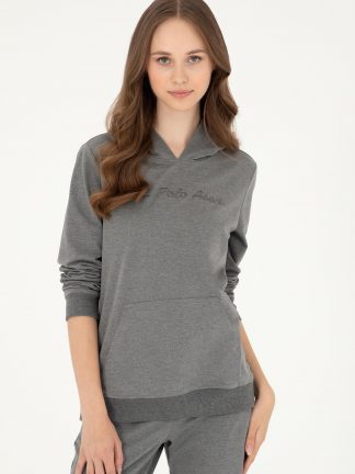 هودی زنانه خاکستری تیره یو اس پولو