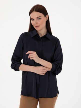 شومیز زنانه سرمه ای پیرکاردین