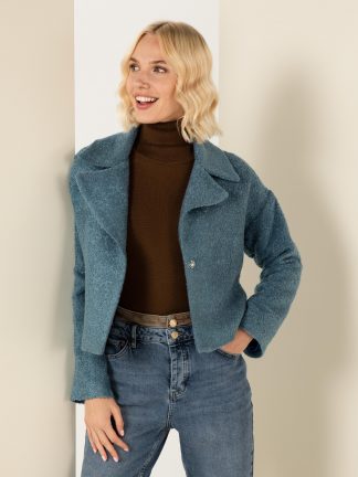 پالتو زنانه نعنایی تیره پیرکاردین