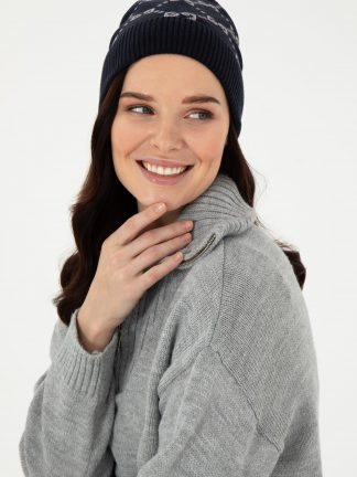 کلاه بافت زنانه سرمه ای پیرکاردین