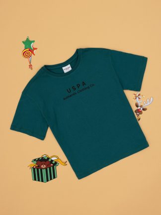 تی شرت پسرانه سبز تیره یو اس پولو