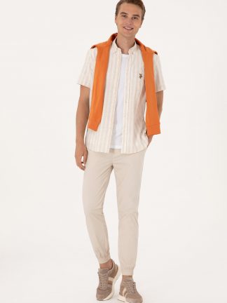 شلوار کتان مردانه طوسی یو اس پولو