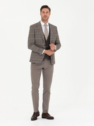 کت و شلوار مردانه قهوه ای روشن پیرکاردین