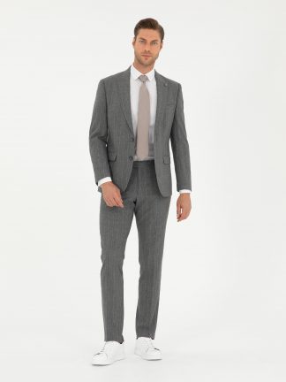 کت و شلوار مردانه خاکی ملانژ پیرکاردین