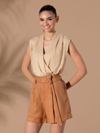 بلوز زنانه بژ پیرکاردین