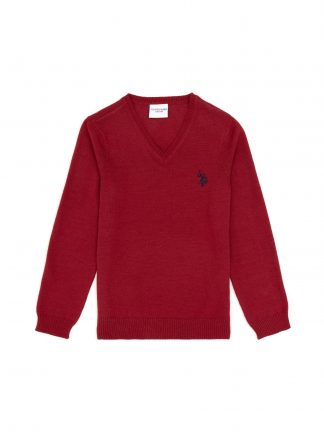 پلیور دخترانه آلبالویی یو اس پولو