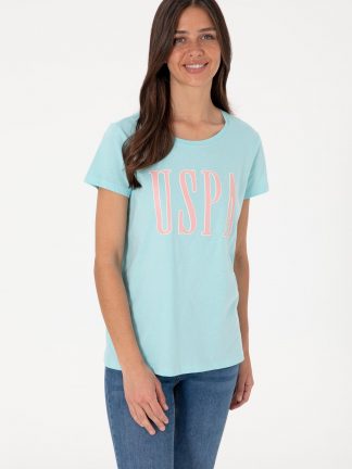 تیشرت زنانه آبی فیروزه ای یو اس پولو