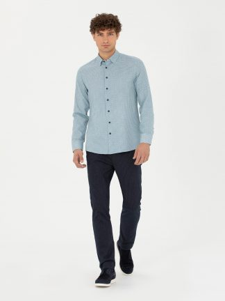 شلوار کتان مردانه سرمه ای پیرکاردین