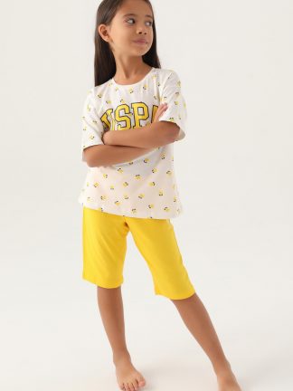 لباس خواب دخترانه کرم یو اس پولو