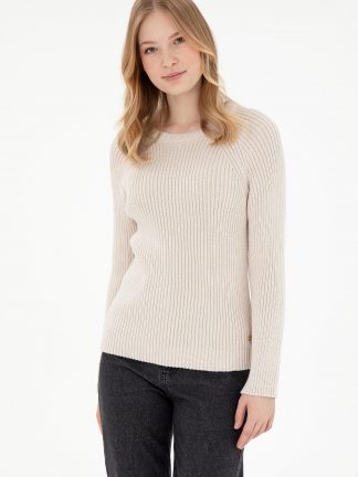 پلیور زنانه کرم یو اس پولو