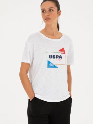 تیشرت زنانه سفید یو اس پولو