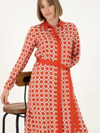 پیراهن و لباس مجلسی زنانه آجری یو اس پولو