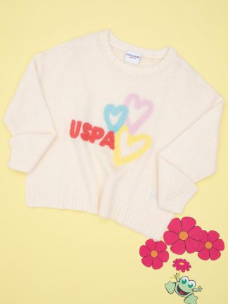 پلیور دخترانه کرم یو اس پولو