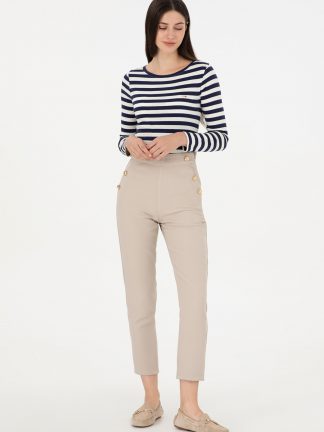 شلوار کتان زنانه طوسی یو اس پولو