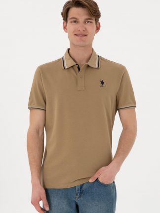 پولوشرت مردانه خاکی روشن یو اس پولو