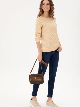 کیف دوشی زنانه خاکی روشن یو اس پولو