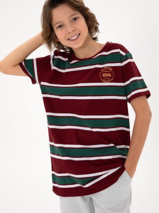 تی شرت پسرانه زرشکی یو اس پولو