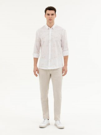 شلوار کتان مردانه بژ پیرکاردین