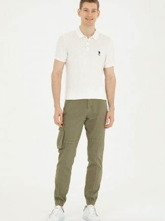 شلوار کتان مردانه خاکی تیره یو اس پولو