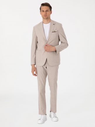 کت و شلوار مردانه قهوه ای روشن پیرکاردین