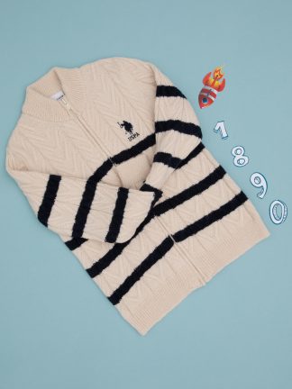 ژاکت پسرانه کرم یو اس پولو