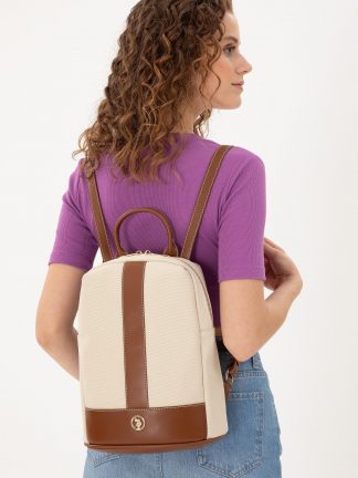 کوله پشتی زنانه کرم یو اس پولو