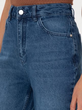 شلوار جین مام فیت زنانه آبی روشن پیرکاردین