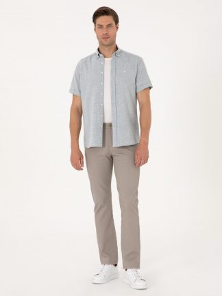 شلوار کتان مردانه طوسی پیرکاردین