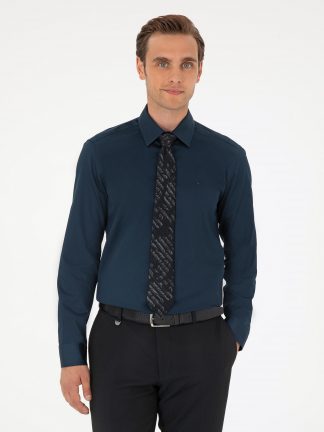 پیراهن رسمی مردانه سرمه ای پیرکاردین