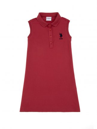 پیراهن دخترانه آلبالویی یو اس پولو