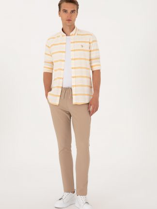 شلوار کتان مردانه بژ یو اس پولو