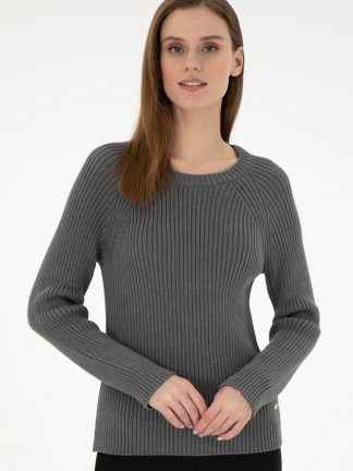 پلیور زنانه خاکی ملانژ یو اس پولو