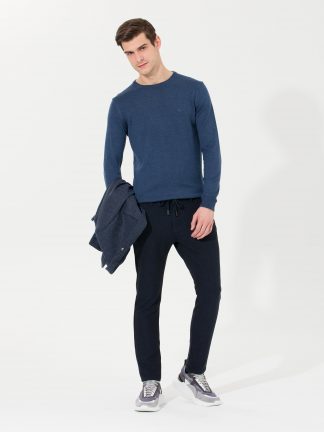 شلوار کتان مردانه سرمه ای پیرکاردین