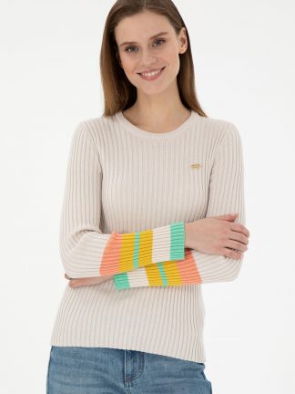 پلیور زنانه کرم یو اس پولو