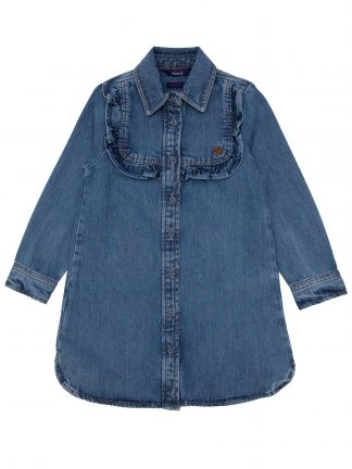 پیراهن دخترانه آبی یو اس پولو