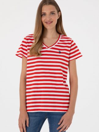 تیشرت زنانه قرمز یو اس پولو