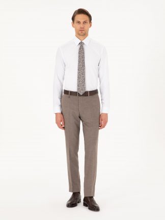 شلوار پارچه ای مردانه قهوه ای روشن پیرکاردین