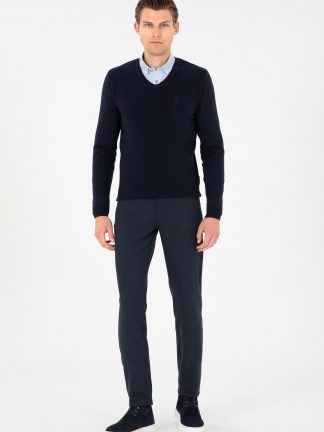 شلوار کتان مردانه سرمه ای یو اس پولو