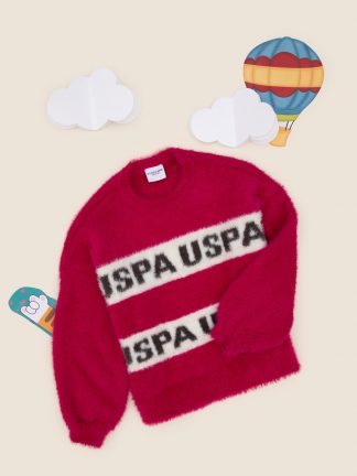 پلیور دخترانه صورتی روشن یو اس پولو