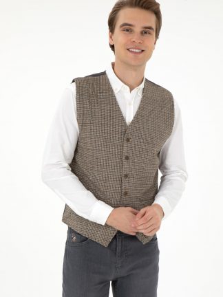 جلیقه مردانه خاکستری تیره یو اس پولو